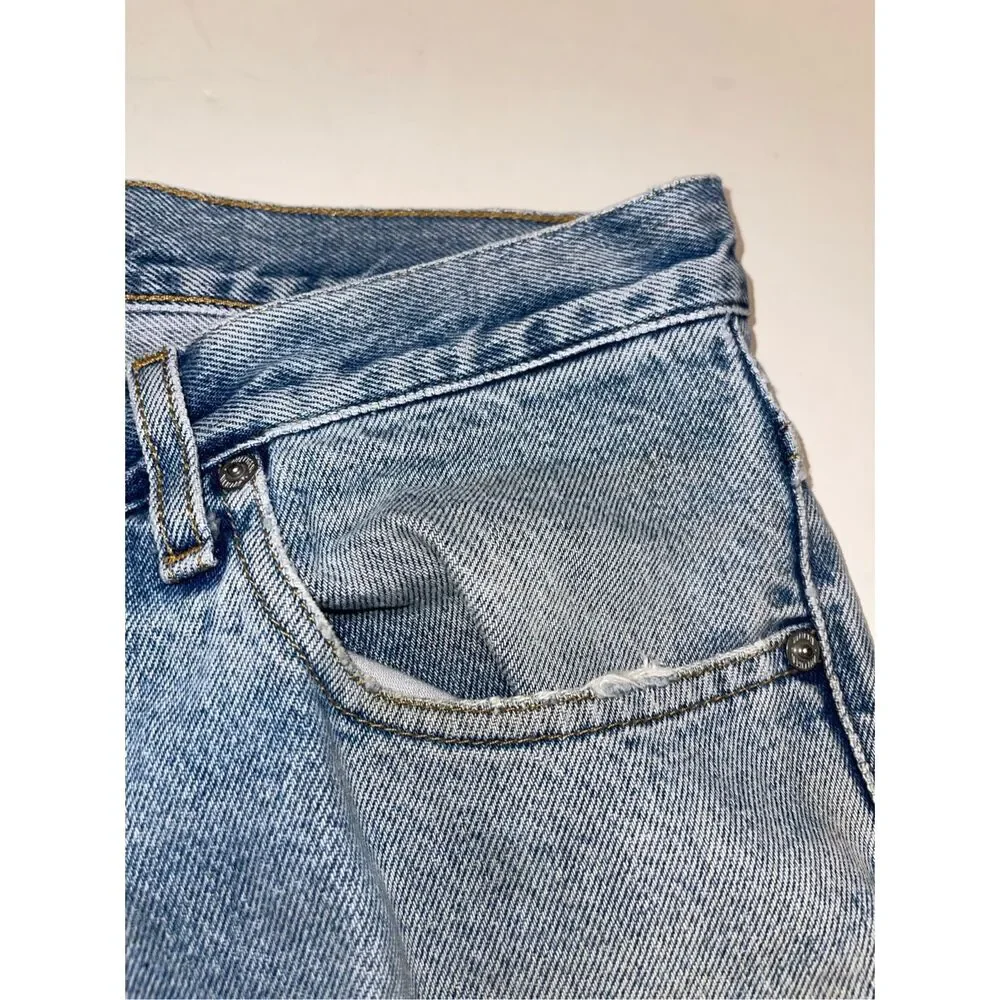 Tommy Hilfiger Jeans Mens 34x32 Blue Distress Whisker Grunge‎ Denim 1985 VTG